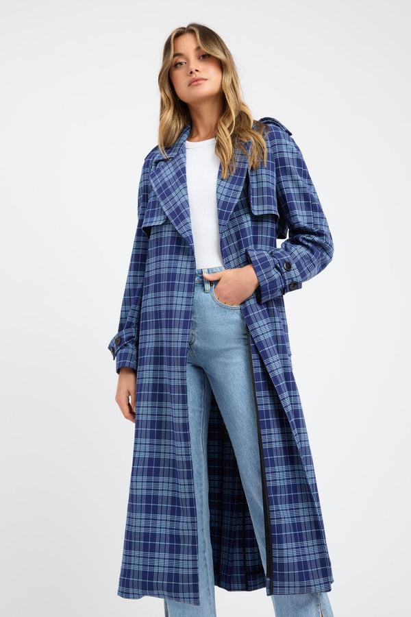 Kookai Verona Check Trench Blue