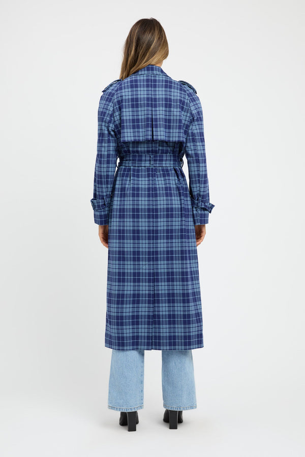 Kookai Verona Check Trench Blue