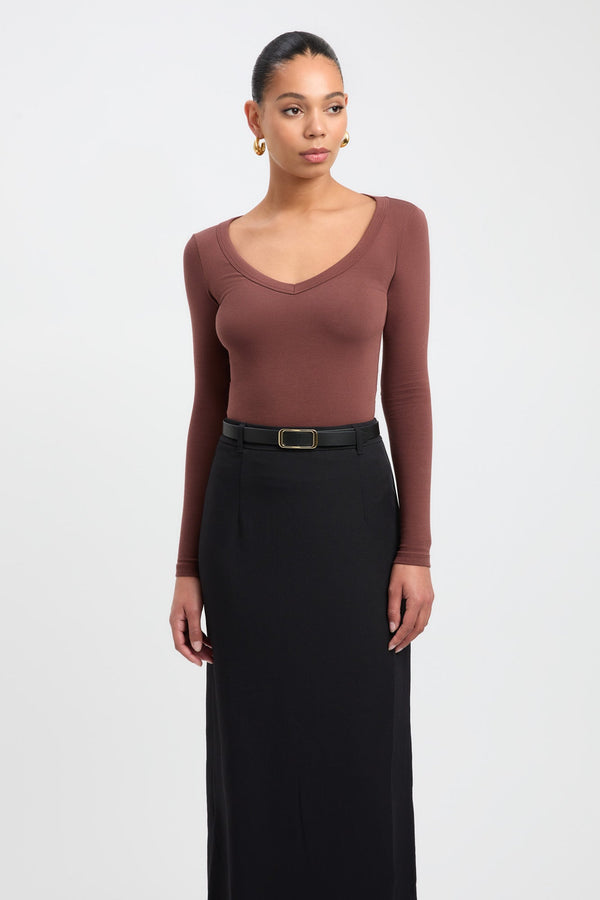 Kookai Victoria Top Brown Stone