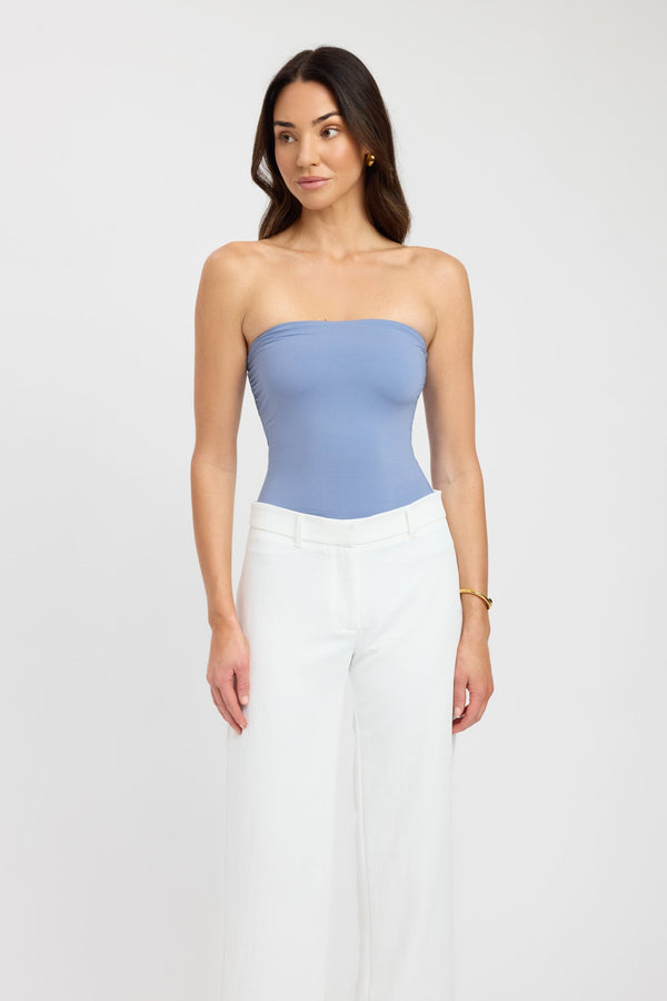 Kookai Vita Strapless Top Blue Stone