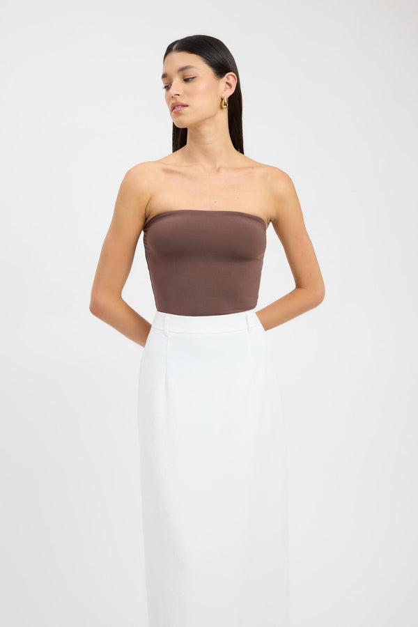 Kookai Vita Strapless Top Dark Chocolate