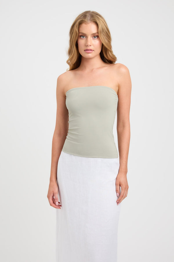 Kookai Vita Strapless Top Olive Smoke