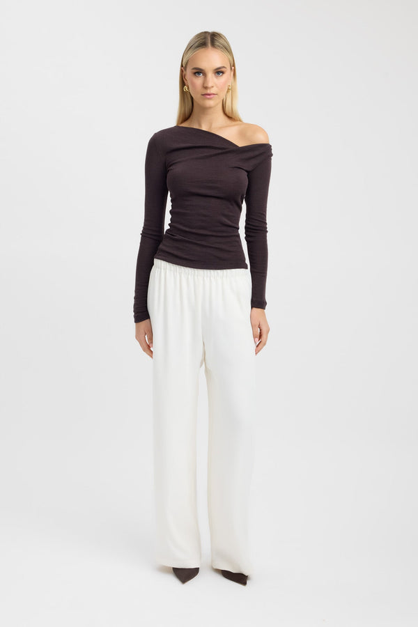 kookai Whistler Wool Top Espresso Marle
