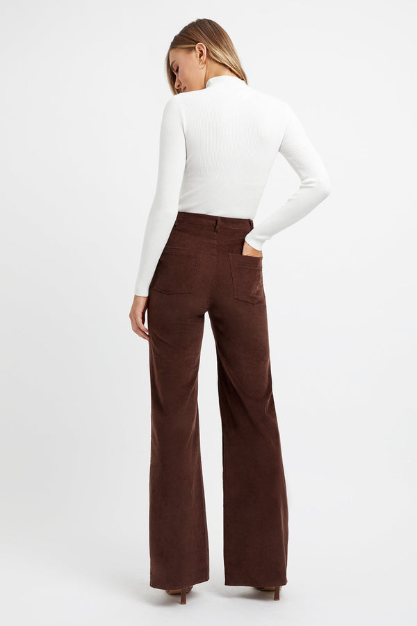 Kookai Wide Leg Cord Pant Chocolate