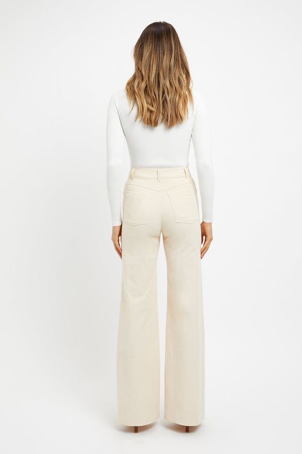 Kookai Wide Leg Cord Pant Macadamia
