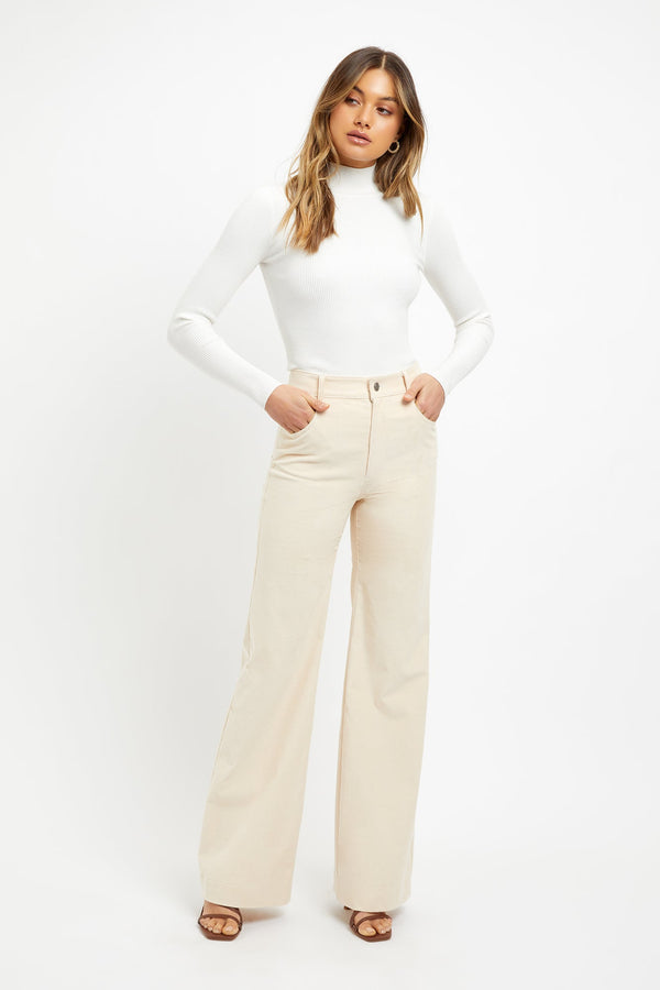 kookai Wide Leg Cord Pant Macadamia