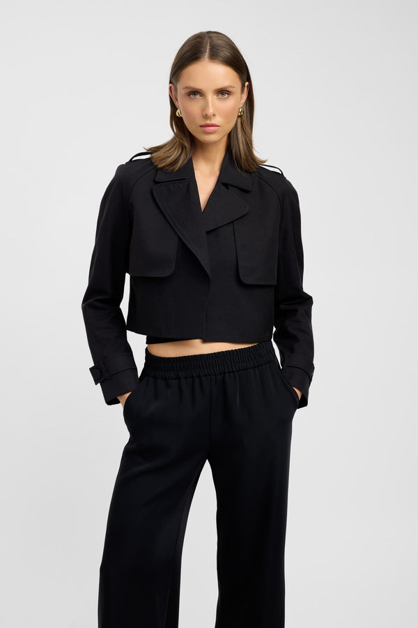 Kookai Willa Cropped Trench Black
