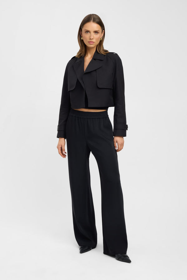 kookai Willa Cropped Trench Black