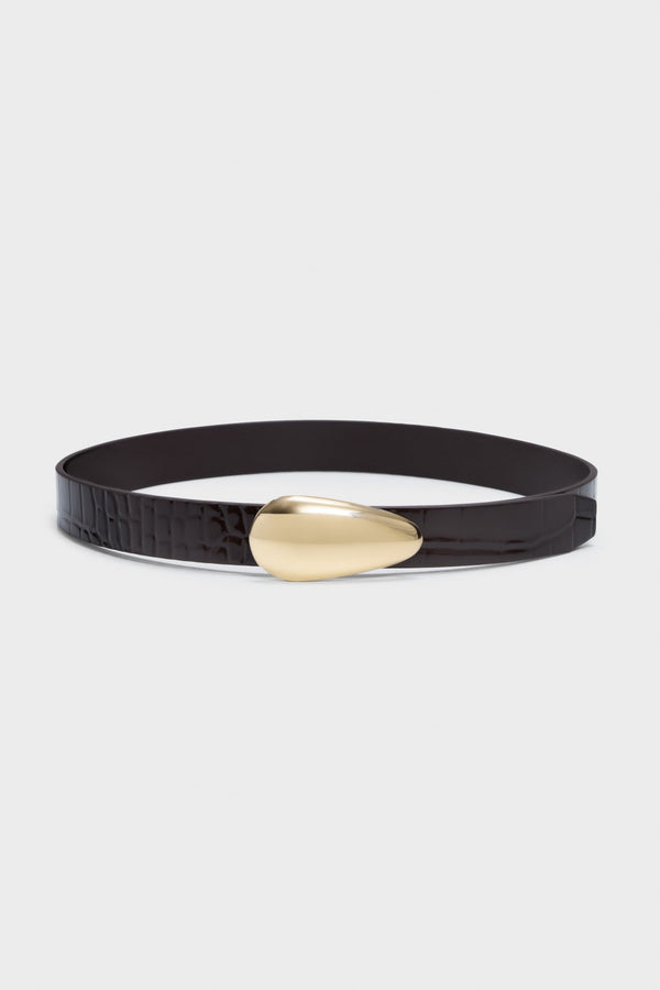 kookai Wrangler Belt Patent Chocolate