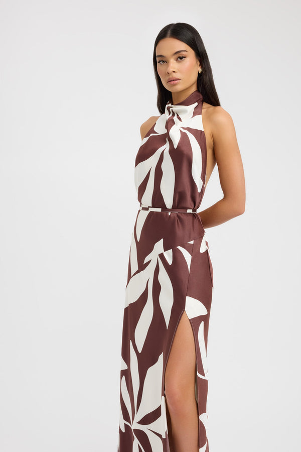 Kookai Wynnie High Cowl Maxi Dress Tiramisu