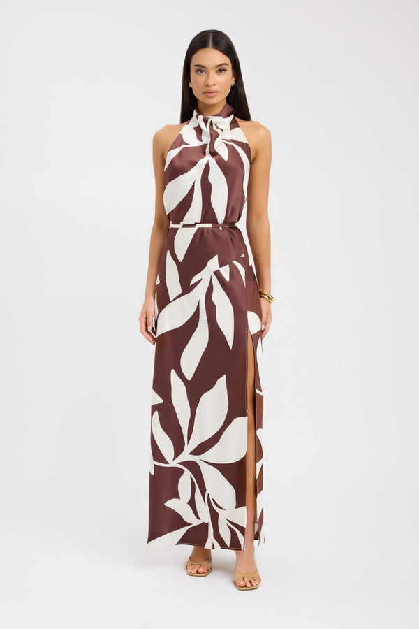 kookai Wynnie High Cowl Maxi Dress Tiramisu