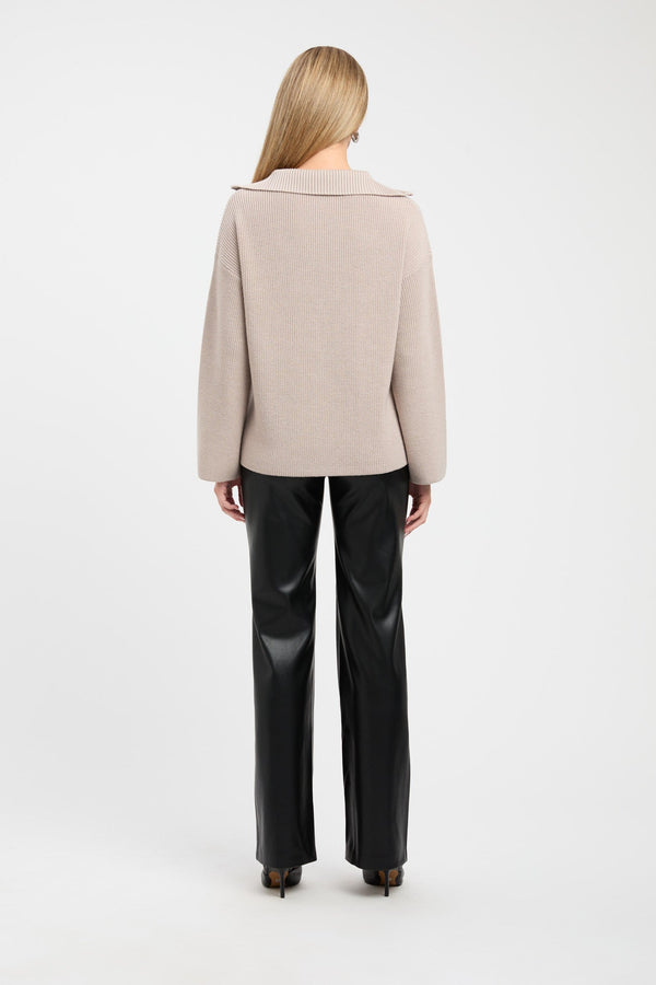 Kookai Wynter Quarter Zip Jumper Ash Taupe