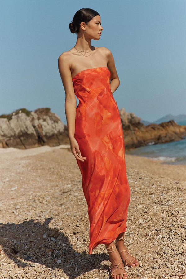 Kookai Zya Slip Dress Coral Red