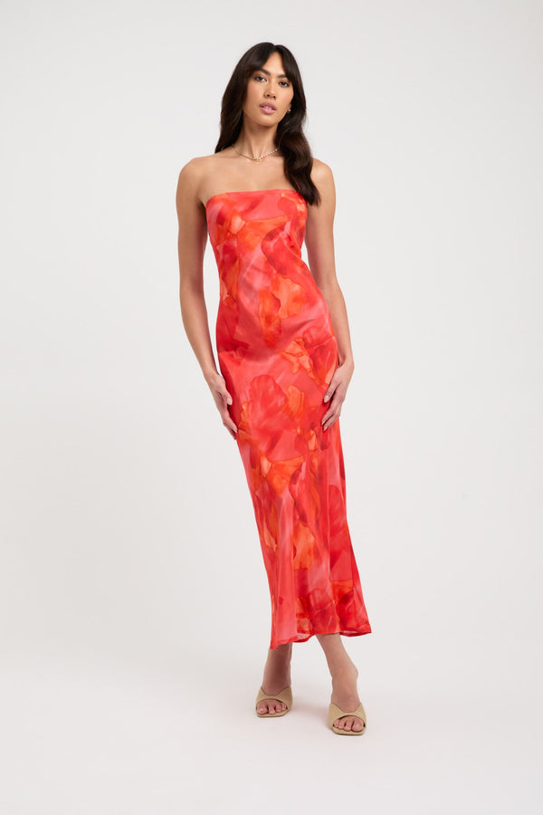 kookai Zya Slip Dress Coral Red
