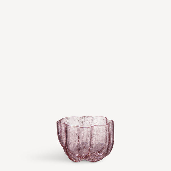 kosta boda Crackle Bowl/Votive Pink