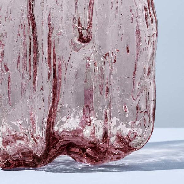 Kosta Boda Crackle Pink Vase Low