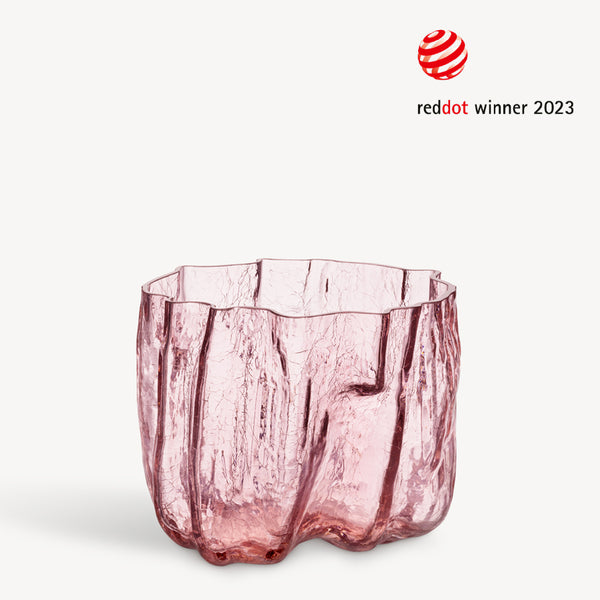 kosta boda Crackle Pink Vase Low