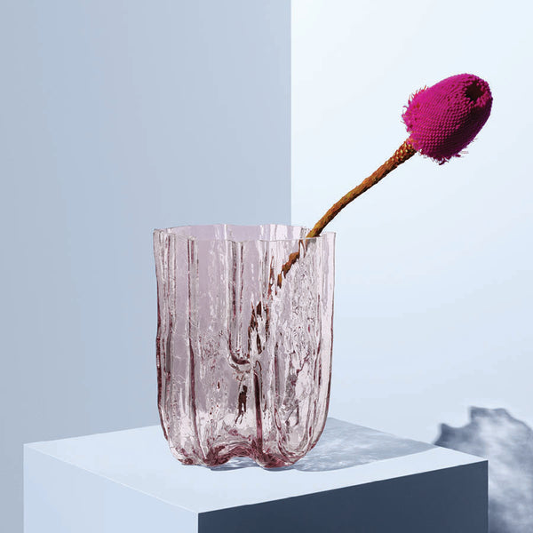 Kosta Boda Crackle Pink Vase Tall