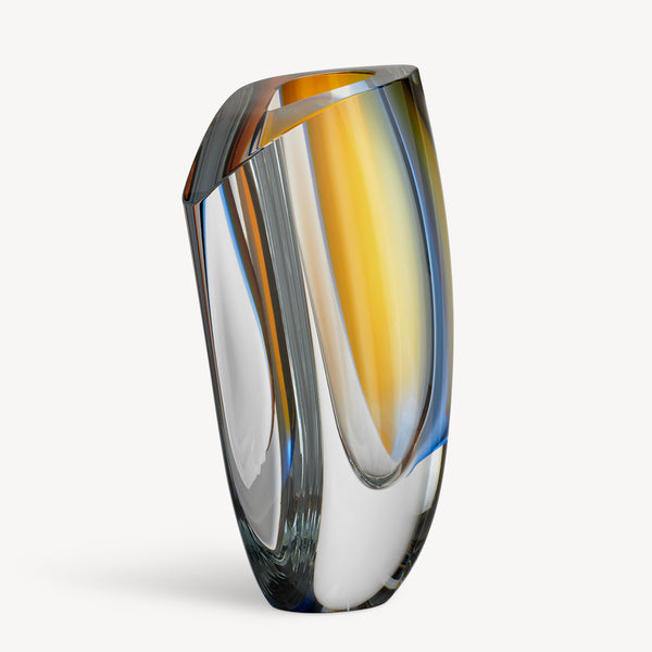 Kosta Boda Mirage Blue/Amber Vase XL
