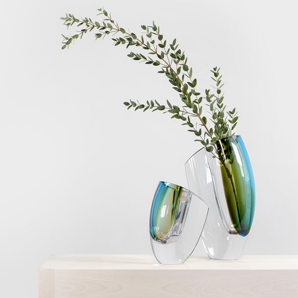 Kosta Boda Mirage Forest Green/Blue Vase Large