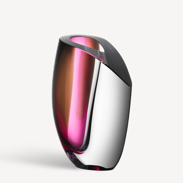 kosta boda Mirage Gray/Red Vase Large