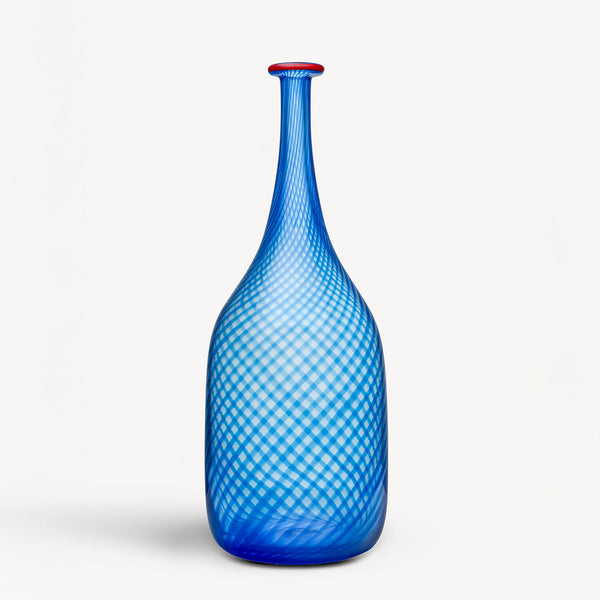 kosta boda Red Rim Blue Bottle