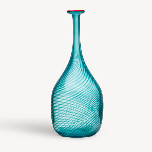 kosta boda Red Rim Green Bottle