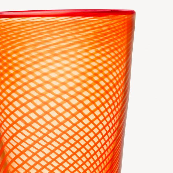 Kosta Boda Red Rim Orange Vase