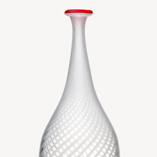 Kosta Boda Red Rim White Bottle