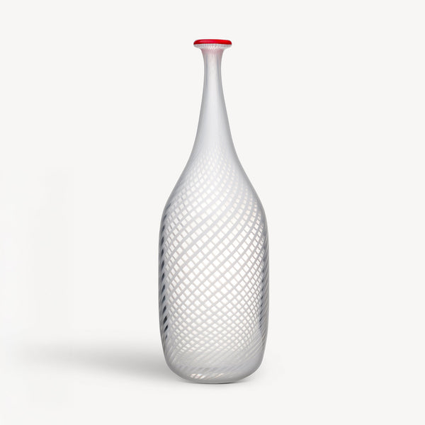 kosta boda Red Rim White Bottle