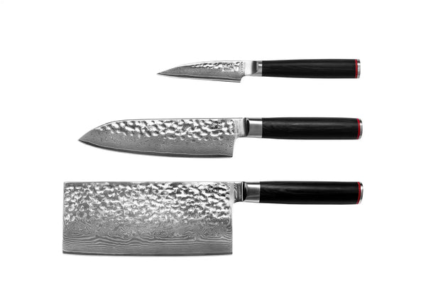 kotai Asian 3-Piece Knife Set - Pakka Damascus Collection