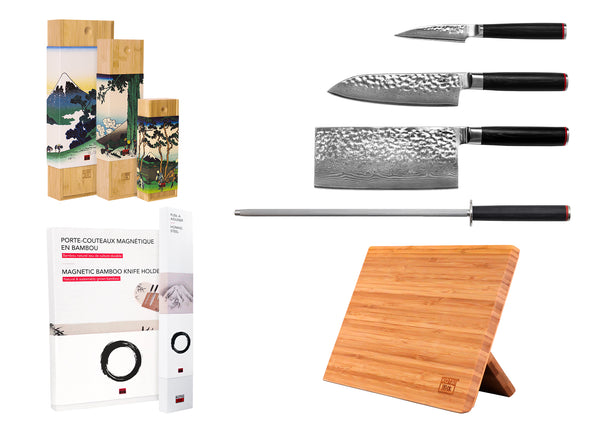 kotai Asian 5-Piece Knife Set - Pakka Damascus Collection