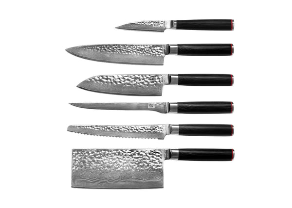 kotai Complete 6-Piece Knife Set - Pakka Damascus Collection