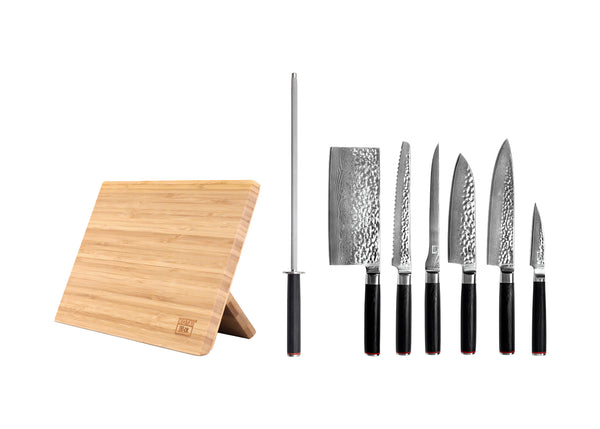 kotai Complete Professional 8-Piece Knife Set - Pakka Damascus Collection