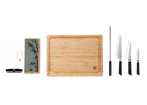 kotai Essential 6-Piece Knife Set - Bunka Collection (cutting board)