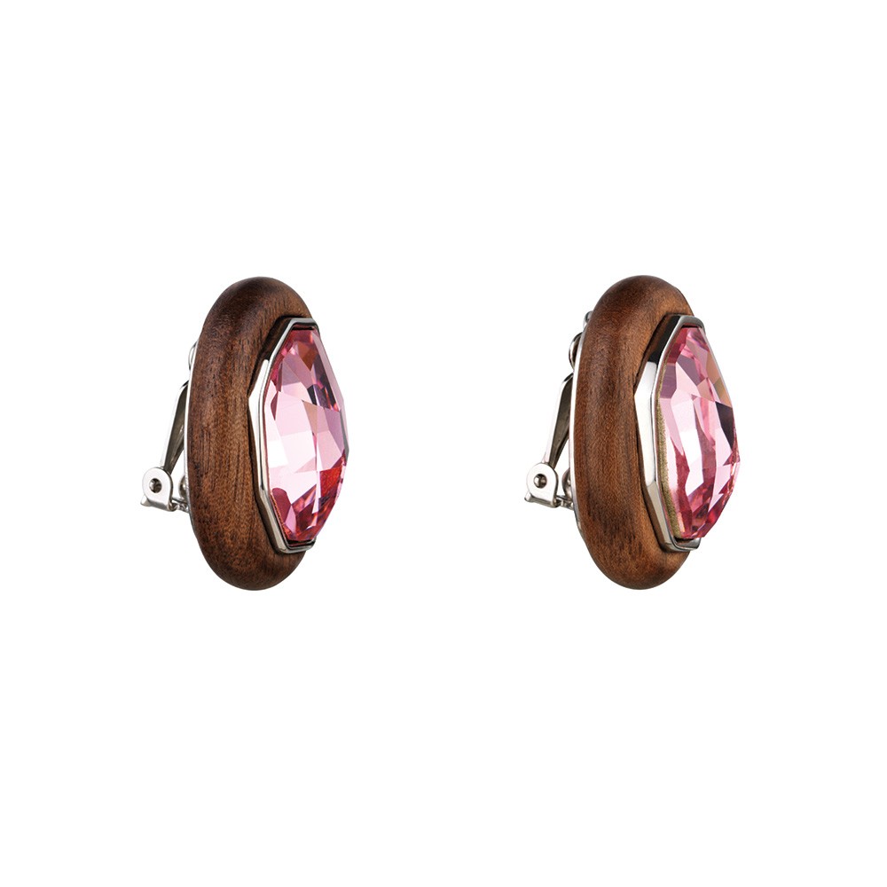 Kotur Wood Crystallized Clip Earrings