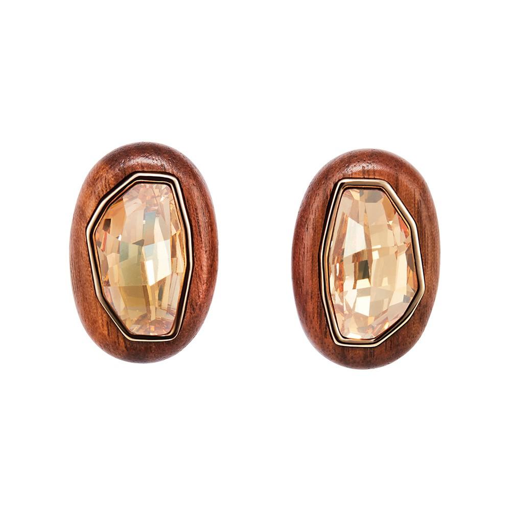kotur Wood Crystallized Clip Earrings