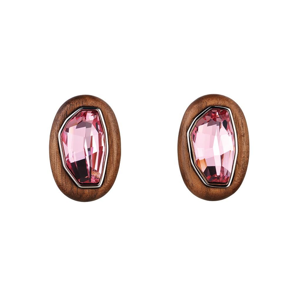 kotur Wood Crystallized Clip Earrings