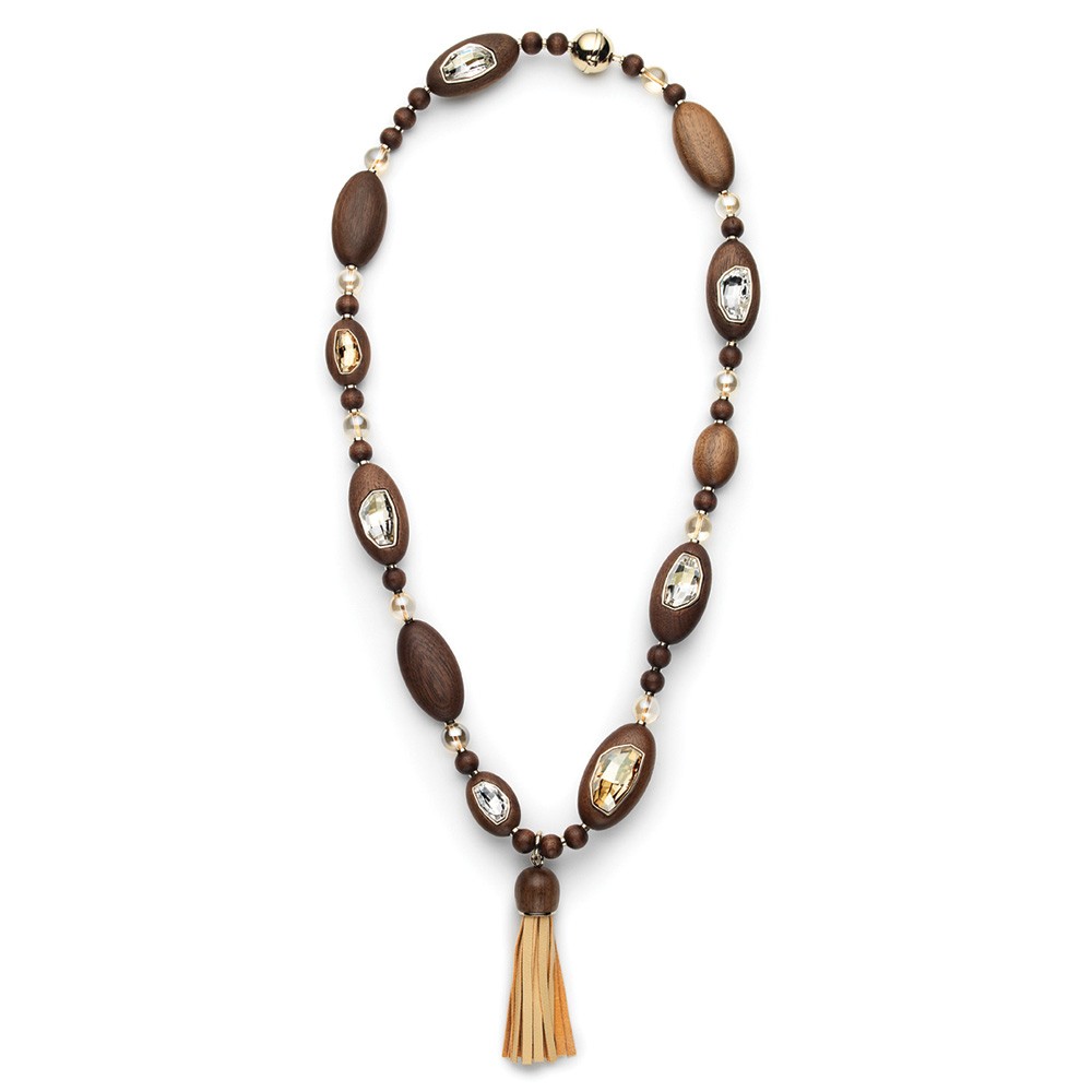 kotur Wood Crystallized Necklace - out of stock