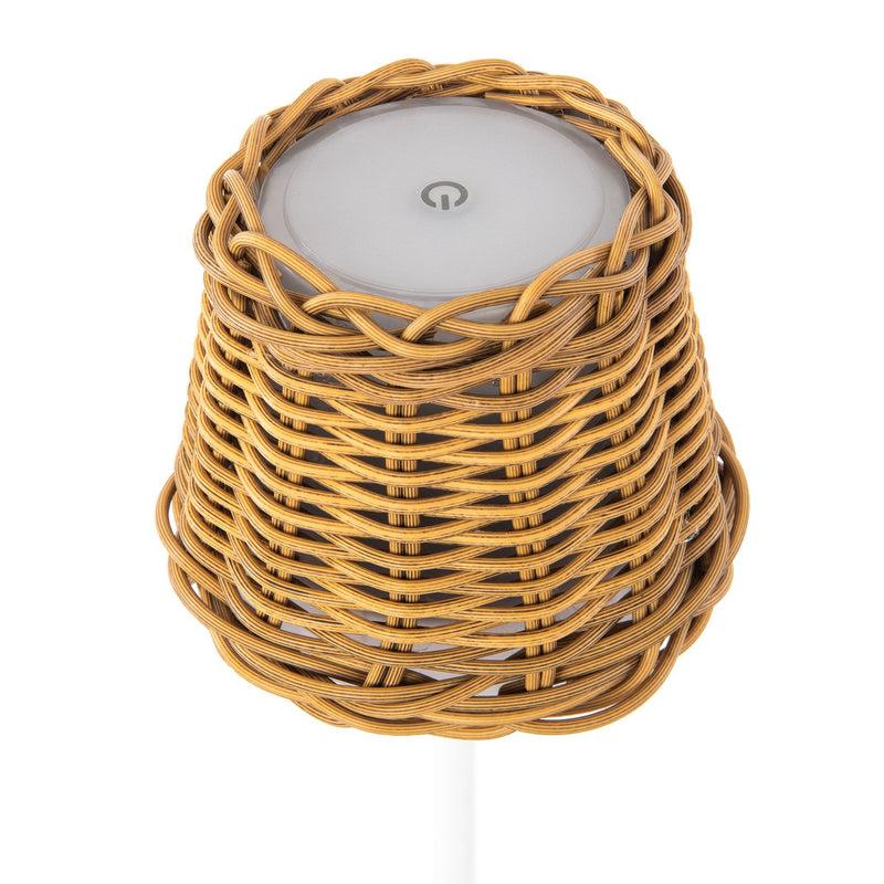 Kouboo All Weather Wicker Indoor/Outdoor Rechargeable LED Table Lamp Empire Shade White Base