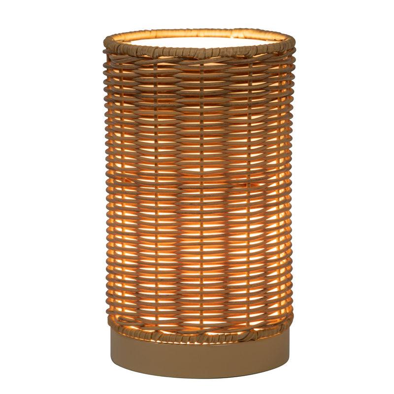 Kouboo All Weather Wicker Indoor/Outdoor Rechargeable LED Drum Table Lamp Natural Color
