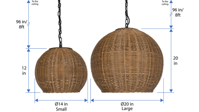 Kouboo All Weather Wicker Outdoor Ball Pendant Lamp Brown