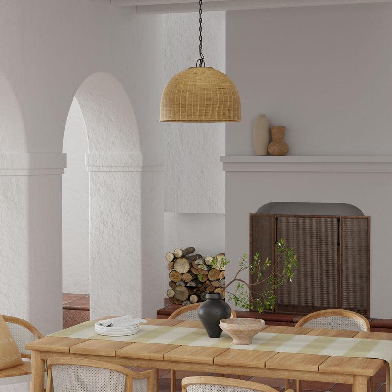 Kouboo All Weather Wicker Outdoor Dome Pendant Lamp Brown