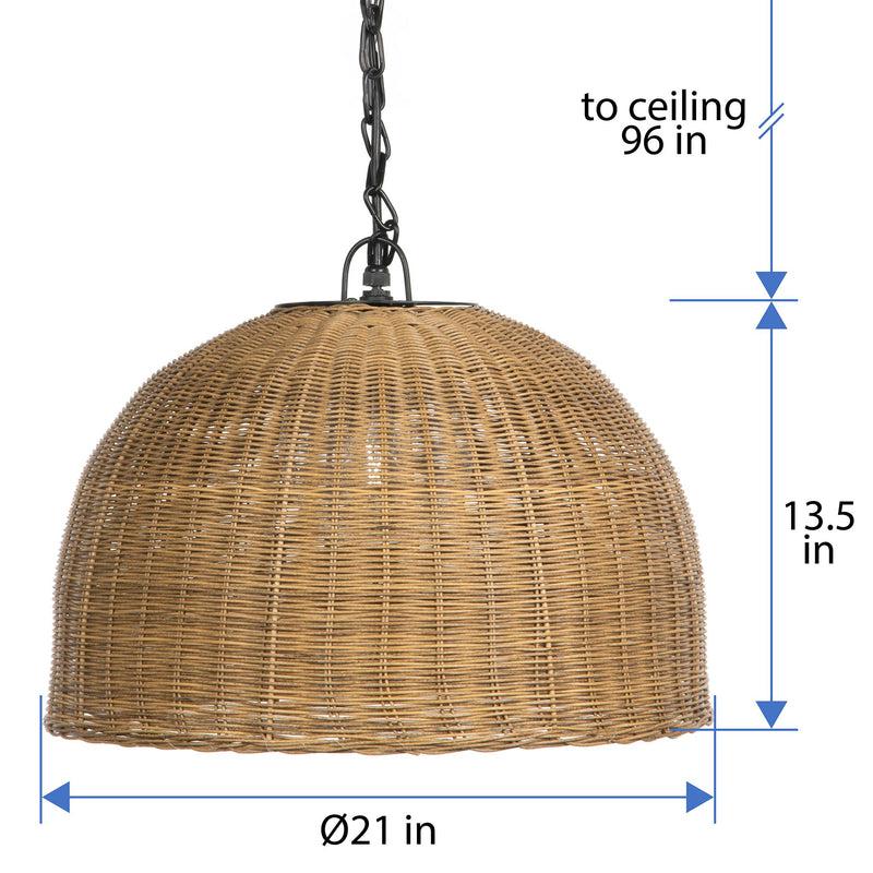 Kouboo All Weather Wicker Outdoor Dome Pendant Lamp Brown