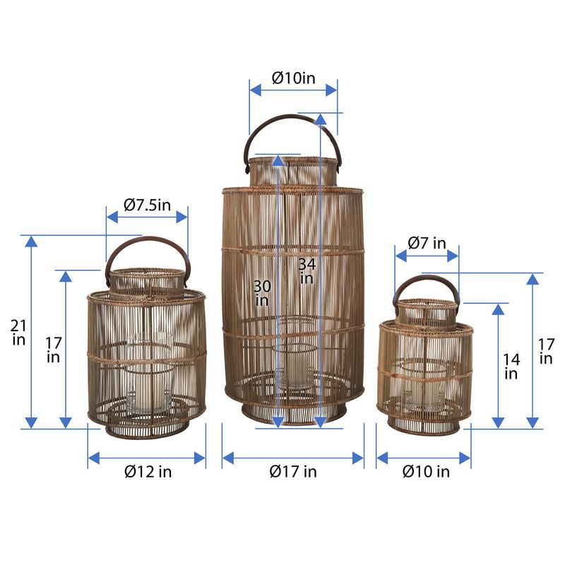 Kouboo Baja Decorative Rattan Candle Hurricane Lanterns Natural