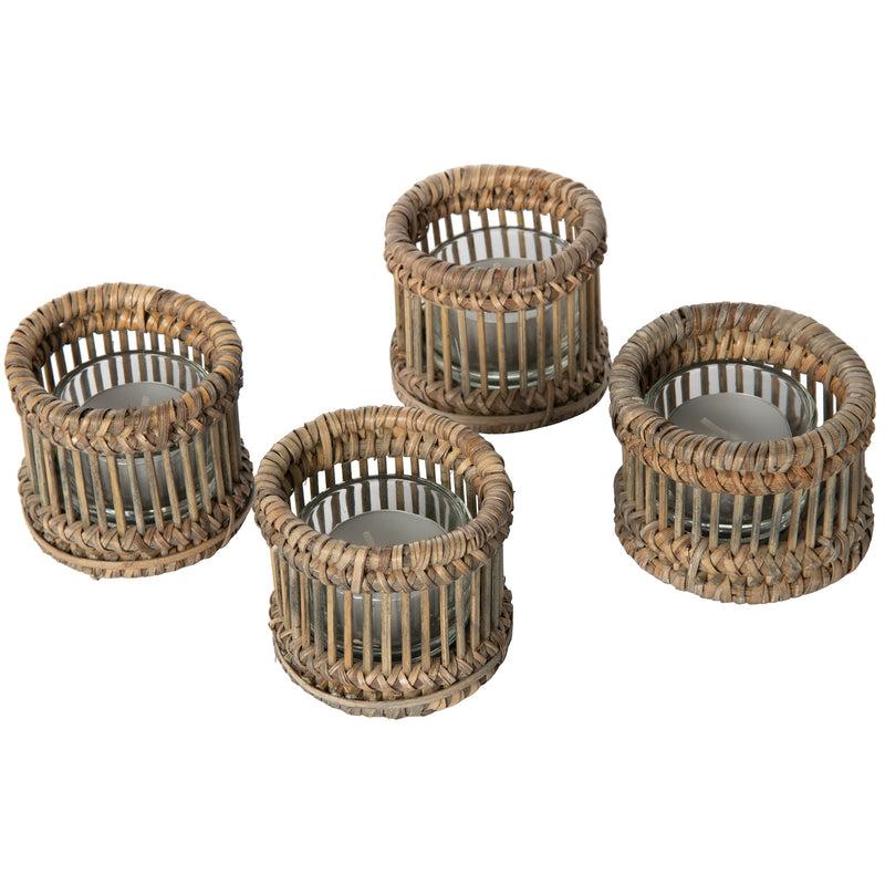 Kouboo Baja Hurricane Rattan Candle Holders Natural