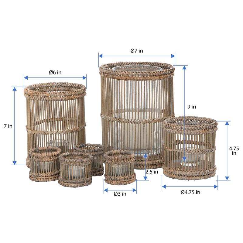 Kouboo Baja Hurricane Rattan Candle Holders Natural