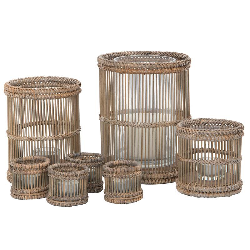 kouboo Baja Hurricane Rattan Candle Holders Natural