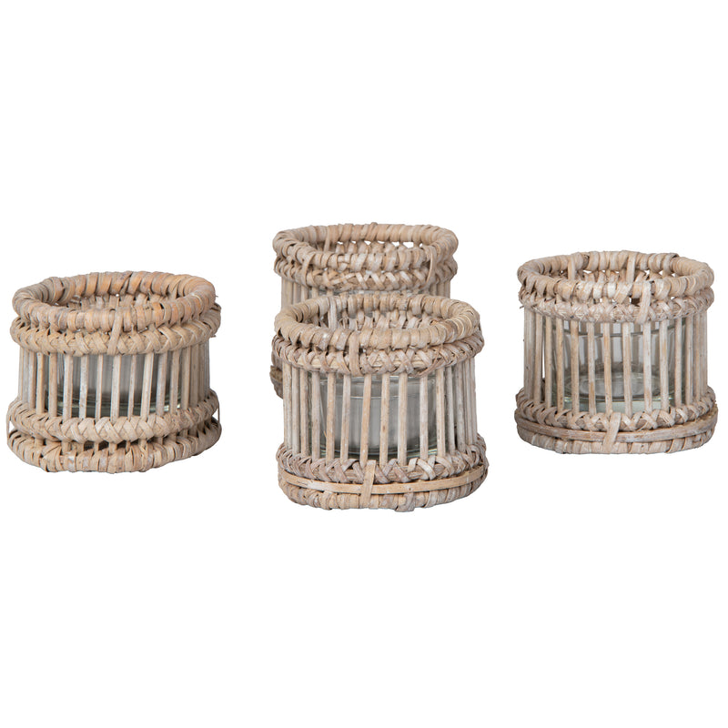 Kouboo Baja Rattan Hurricane Candle Holder White-Wash