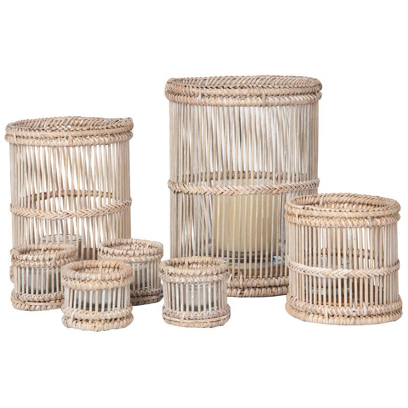 kouboo Baja Rattan Hurricane Candle Holder White-Wash kouboo Baja Rattan Hurricane Candle Holder White-Wash